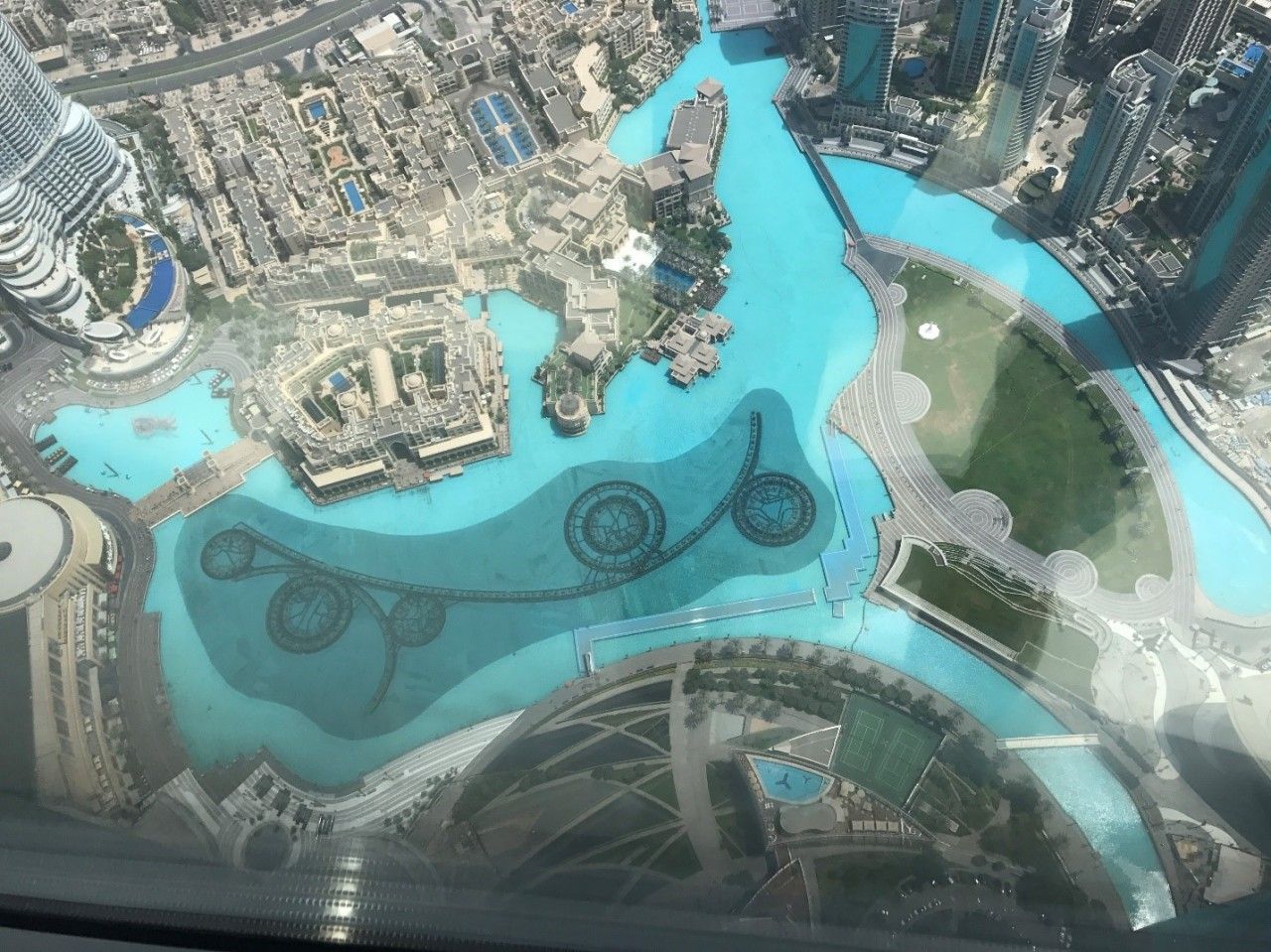 Some hydraulics from Khalifa Tower 125th floor! A water show took place here which I got to see from this angle.